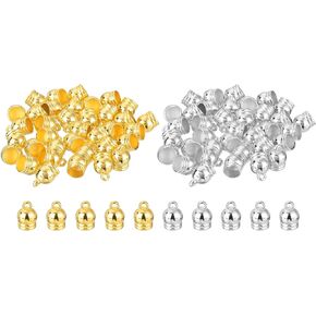 uxcell 100Pcs Tassel Cord End Caps, 7.8mm Glue in Leather Barrel Connectors for DIY Making Bracelets Pendant, 2 Colors