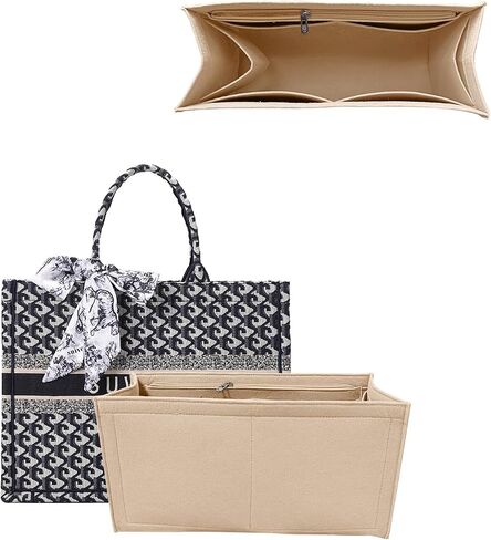 Bag Insert Organizer for dior book Tote Bag, Premium Purse Felt Insert Organizer Insert Multiple Pockets (Dark Gray,M) in Saudi Arabia