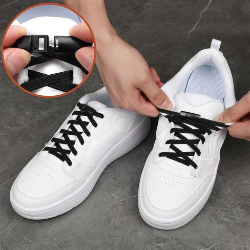 Lydia's Deal Elastic Shoe Laces - Elastic No Tie Shoelaces for Adults and Kids Sneakers, One Size Fits All Shoes, Black in Saudi Arabia