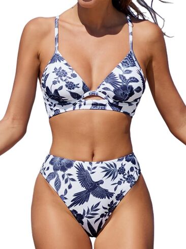 CUPSHE Women's Bikini Sets Bathing Suit High Waisted Underwire Crisscross Back Self Tie O Ring Cheeky Bottom in Saudi Arabia
