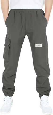 CAMLAKEE Boys' Cargo Joggers Pants Kids Elastic Waist Water Resistant Youth Outdoor Hiking Pants in Saudi Arabia