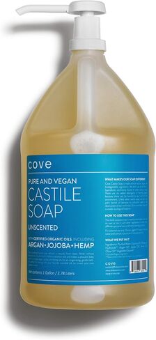 Cove Castile Soap Unscented - 1 Gallon With Pump - Organic Argan, Jojoba, & Hemp Oils in Saudi Arabia