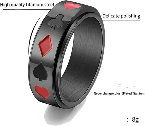 DouuYuhet Dice Poker Spinner Ring for Men Boys Woman - Titanium Steel Playing Cards Rotable Fidget Rings Relieve Stress Stainless Steel Rings Gold Silver Black 8mm Wide in Saudi Arabia