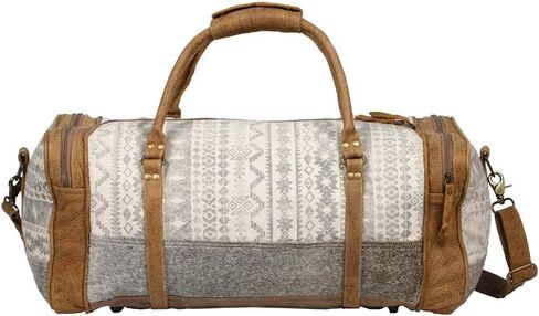 Myra Bag Statement Upcycled Canvas & Cowhide Leather Travel Bag S-1270 in Saudi Arabia