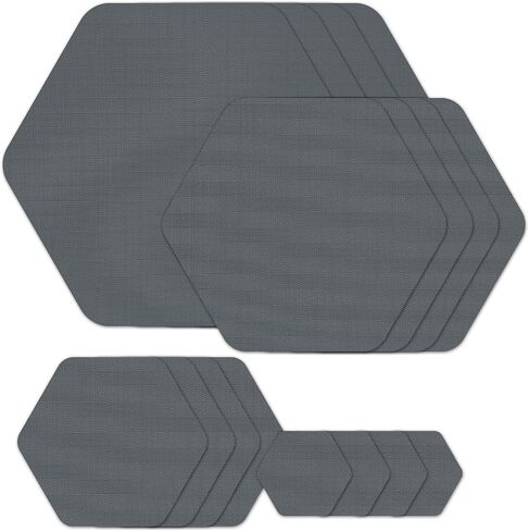 GYGYL Down Jacket Repair Patches, Self-Adhesive Waterproof Nylon Repair Patches for Jackets, Tents, Outdoor Gear and Technical Fabrics, Hex Shapes-16Pcs, Dark Gray in Kuwait