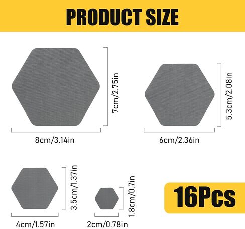 GYGYL Down Jacket Repair Patches, Self-Adhesive Waterproof Nylon Repair Patches for Jackets, Tents, Outdoor Gear and Technical Fabrics, Hex Shapes-16Pcs, Dark Gray in Kuwait