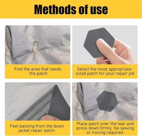 GYGYL Down Jacket Repair Patches, Self-Adhesive Waterproof Nylon Repair Patches for Jackets, Tents, Outdoor Gear and Technical Fabrics, Hex Shapes-16Pcs, Dark Gray in Kuwait