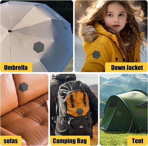 GYGYL Down Jacket Repair Patches, Self-Adhesive Waterproof Nylon Repair Patches for Jackets, Tents, Outdoor Gear and Technical Fabrics, Hex Shapes-16Pcs, Dark Gray in Kuwait