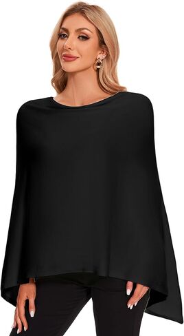 PULI Women Soft Knit Poncho Lightweight Travel Shawl Cape Versatile Ponchos Sweater in Saudi Arabia