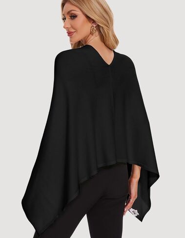 PULI Women Soft Knit Poncho Lightweight Travel Shawl Cape Versatile Ponchos Sweater in Saudi Arabia