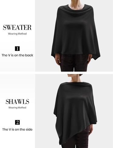 PULI Women Soft Knit Poncho Lightweight Travel Shawl Cape Versatile Ponchos Sweater in Saudi Arabia