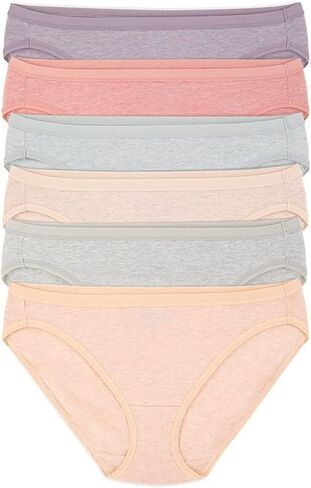 ملابس داخلية بيكيني من القطن العضوي للنساء من فيلينا - سراويل بيكيني للنساء (عبوة من 6 قطع) بيج in Kuwait