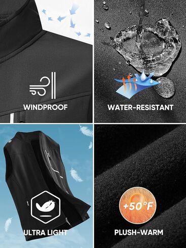 HOTSUIT Water Resistant Golf Vest for Men Lightweight Men’s Winter Vests Outerwear with 7 Pockets Softshell Fleece Vest in Kuwait