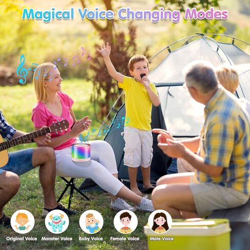 Mini Karaoke Machine for Kids, Bluetooth Speaker with 2 Wireless Microphones, Protable Toddler Karaoke Machine Toys with Variable Voice LED Lights for 4-12 Years Old Girls Christmas Birthday Gift in Saudi Arabia