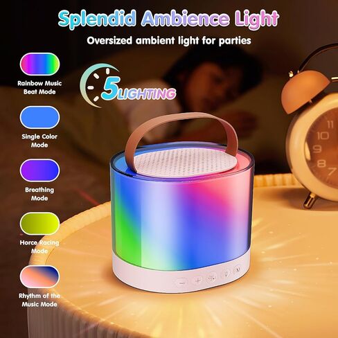 Mini Karaoke Machine for Kids, Bluetooth Speaker with 2 Wireless Microphones, Protable Toddler Karaoke Machine Toys with Variable Voice LED Lights for 4-12 Years Old Girls Christmas Birthday Gift in Saudi Arabia
