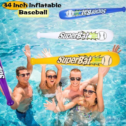 18 حزمة 32 بوصة مضرب بيسبول قابل للنفخ نفخ مضرب بيسبول بالجملة ينفخ لعبة مضرب بيسبول للأطفال والكبار الصيف حمام سباحة البيسبول موضوع الطرف اللوازم، 9 ألوان in Kuwait