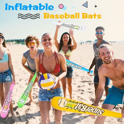 18 حزمة 32 بوصة مضرب بيسبول قابل للنفخ نفخ مضرب بيسبول بالجملة ينفخ لعبة مضرب بيسبول للأطفال والكبار الصيف حمام سباحة البيسبول موضوع الطرف اللوازم، 9 ألوان in Kuwait