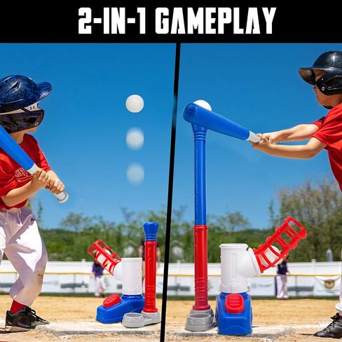Tball Set for Toddler 3-5, T Ball Set for Kids 3-5-8, Toddler Kid Baseball Set 5-7, Toddler Kid Baseball Tball Bat Tee with 6 Baseball, Tee Ball Set Gift (Blue) in Saudi Arabia