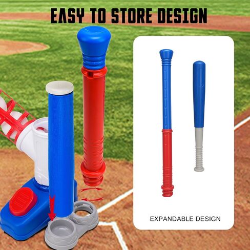 Tball Set for Toddler 3-5, T Ball Set for Kids 3-5-8, Toddler Kid Baseball Set 5-7, Toddler Kid Baseball Tball Bat Tee with 6 Baseball, Tee Ball Set Gift (Blue) in Saudi Arabia