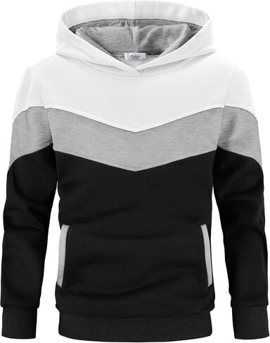 Arshiner Boy's Color Block Pullover Fleece Hoodie Long Sleeve Casual Sweatshirt with Pocket Age 3-13 Years in Saudi Arabia
