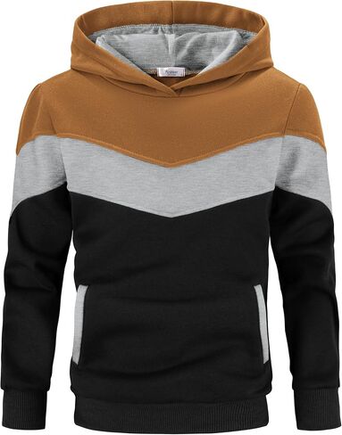 Arshiner Boy's Color Block Pullover Fleece Hoodie Long Sleeve Casual Sweatshirt with Pocket Age 3-13 Years in Saudi Arabia