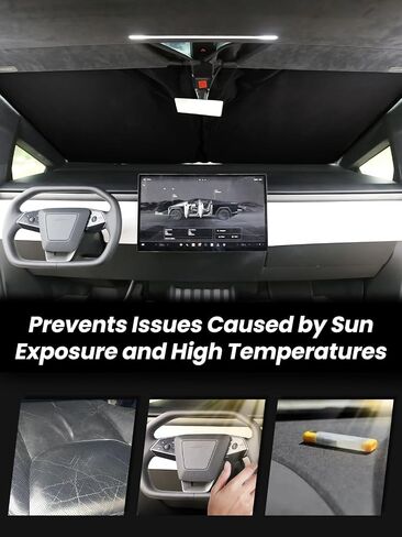 مظلة شمسية للزجاج الأمامي لسيارة Tesla Cybertruck 2024، طبقة عاكسة فضية تحجب الحرارة والشمس، حاجز شمس نافذة قابل للطي لملحقات Cybertruck in Saudi Arabia