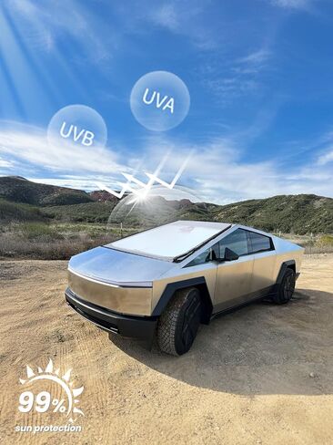 مظلة شمسية للزجاج الأمامي لسيارة Tesla Cybertruck 2024، طبقة عاكسة فضية تحجب الحرارة والشمس، حاجز شمس نافذة قابل للطي لملحقات Cybertruck in Saudi Arabia