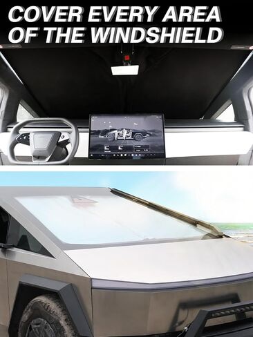 مظلة شمسية للزجاج الأمامي لسيارة Tesla Cybertruck 2024، طبقة عاكسة فضية تحجب الحرارة والشمس، حاجز شمس نافذة قابل للطي لملحقات Cybertruck in Saudi Arabia