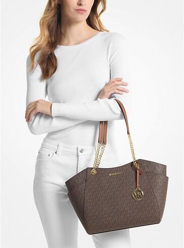 Michael Michael Kors Jet Set Travel Large Shoulder Bag Signature Logo Brown in Kuwait