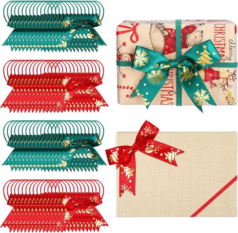 Zeyune 60 Pcs Elastic Premade Craft Bows 4 Inch Assorted Elegant Ribbon Bow Soft Stretch Loops with Bows for Gift Wrapping Party Boxes Decoration Holiday Supplies Crafts Gift Wrap(Lovely Style) in Kuwait