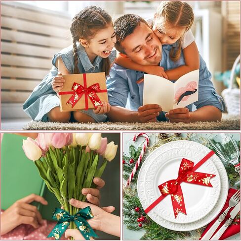 Zeyune 60 Pcs Elastic Premade Craft Bows 4 Inch Assorted Elegant Ribbon Bow Soft Stretch Loops with Bows for Gift Wrapping Party Boxes Decoration Holiday Supplies Crafts Gift Wrap(Lovely Style) in Kuwait