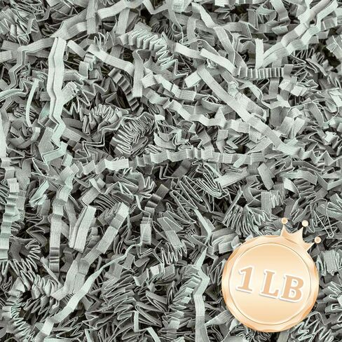 Zankubom 1 LB Light Gray Crinkle Cut Paper Shred Filler Great for Gift Wrapping, Light Gray Basket Fillers, Birthday, Gift Wrapping, Anniversary, Halloween Christmas Party Decor Filling Supplies in Kuwait