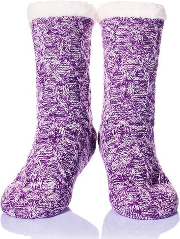SeeyAN Slipper Fuzzy Socks For Womens Warm Winter Thick Fleece Lined Thermal Fluffy Non Slip Cozy Cabin Soft Socks With Grips in Saudi Arabia