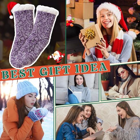 SeeyAN Slipper Fuzzy Socks For Womens Warm Winter Thick Fleece Lined Thermal Fluffy Non Slip Cozy Cabin Soft Socks With Grips in Saudi Arabia