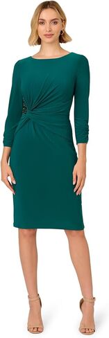 Adrianna Papell Womens Boat Neck Sheath Short Dress Dark Ivy 14 in Saudi Arabia