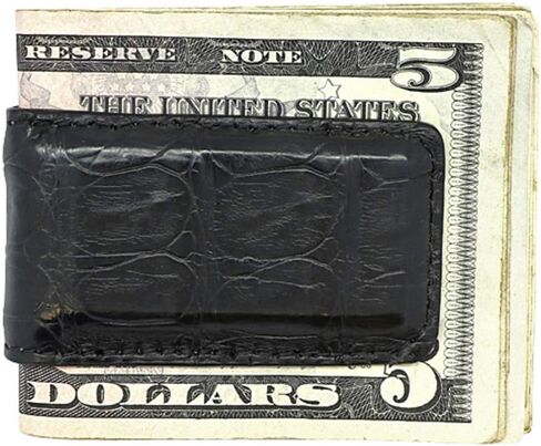 مشبك نقود من جلد التمساح الأصلي باللون البني غير اللامع من Real Leather Creations - مغناطيسي - المصنع الأمريكي مباشرة - مغناطيس قوي محمي - حامل نقود - صنع في الولايات المتحدة الأمريكية FBA503 in Kuwait