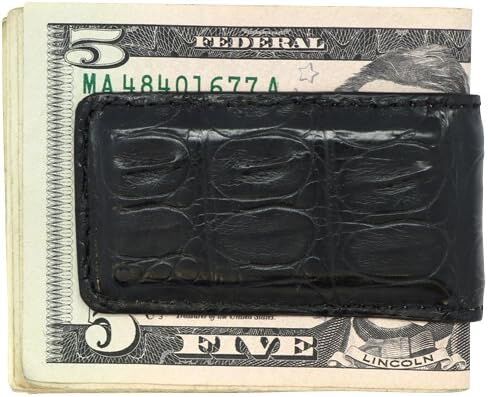 مشبك نقود من جلد التمساح الأصلي باللون البني غير اللامع من Real Leather Creations - مغناطيسي - المصنع الأمريكي مباشرة - مغناطيس قوي محمي - حامل نقود - صنع في الولايات المتحدة الأمريكية FBA503 in Kuwait