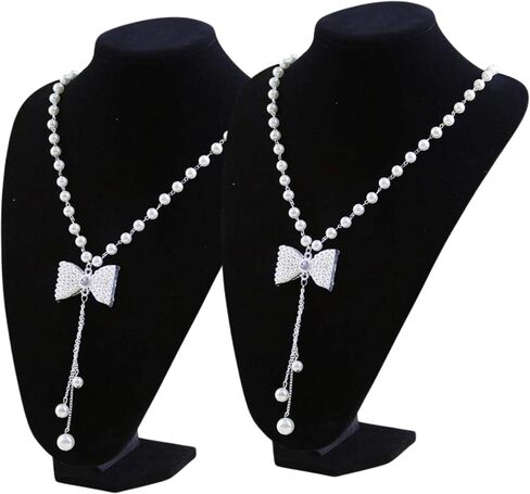 YAN & HIN 2pcs 6-inch Short Black Velvet Necklace Small Holder Stand Display Stands Mannequin Bust Jewelry Organizer Displays for Shop Event Shows (Black Velvet, 10 x 15 cm) in Saudi Arabia