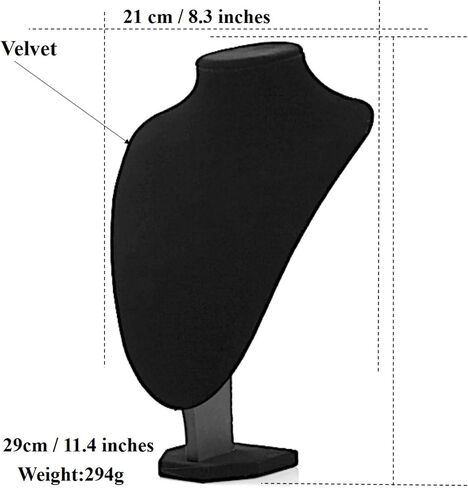 YAN & HIN 2pcs 6-inch Short Black Velvet Necklace Small Holder Stand Display Stands Mannequin Bust Jewelry Organizer Displays for Shop Event Shows (Black Velvet, 10 x 15 cm) in Saudi Arabia