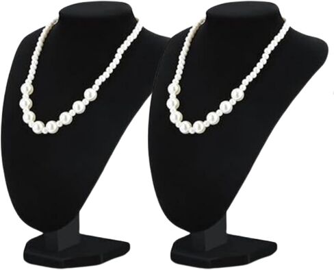 YAN & HIN 2pcs 6-inch Short Black Velvet Necklace Small Holder Stand Display Stands Mannequin Bust Jewelry Organizer Displays for Shop Event Shows (Black Velvet, 10 x 15 cm) in Saudi Arabia