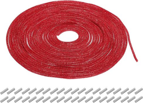 MECCANIXITY 4mm x 10m Shoe Laces Hoodie String Glitter Cords Rhinestone Tube Rope Bling Crystal String Rope for DIY Sneakers Sweaters Sweatpants Decoration Dark Red with Aglets in Saudi Arabia
