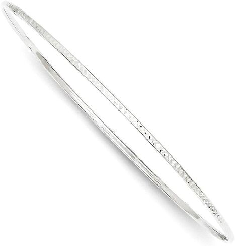 IceCarats 14K Solid 1.5mm White Gold Slip On Bangle Bracelet in Kuwait