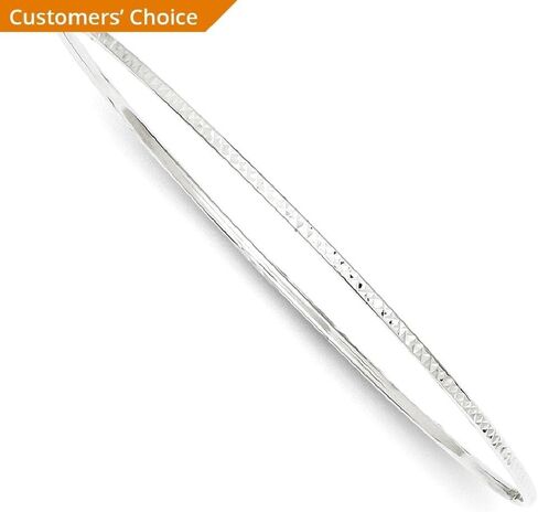 IceCarats 14K Solid 1.5mm White Gold Slip On Bangle Bracelet in Kuwait