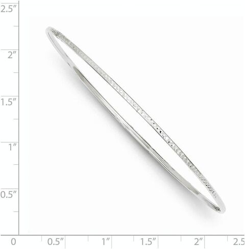 IceCarats 14K Solid 1.5mm White Gold Slip On Bangle Bracelet in Kuwait
