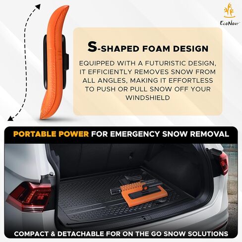 مكشطة الثلج EcoNour مقاس 50 بوصة للزجاج الأمامي للسيارة | رأس إسفنجي مضاد للخدش وتصميم قابل للفصل للمركبة | أداة إزالة الثلج الطويلة والنهائية | مكنسة الثلج الممتدة مثالية للسيارات والشاحنات وسيارات الدفع الرباعي in Kuwait