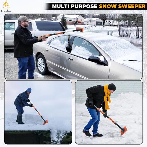 مكشطة الثلج EcoNour مقاس 50 بوصة للزجاج الأمامي للسيارة | رأس إسفنجي مضاد للخدش وتصميم قابل للفصل للمركبة | أداة إزالة الثلج الطويلة والنهائية | مكنسة الثلج الممتدة مثالية للسيارات والشاحنات وسيارات الدفع الرباعي in Kuwait