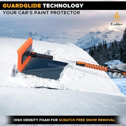 مكشطة الثلج EcoNour مقاس 50 بوصة للزجاج الأمامي للسيارة | رأس إسفنجي مضاد للخدش وتصميم قابل للفصل للمركبة | أداة إزالة الثلج الطويلة والنهائية | مكنسة الثلج الممتدة مثالية للسيارات والشاحنات وسيارات الدفع الرباعي in Kuwait