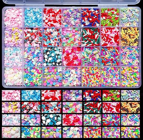 Fake Sprinkles 200G Polymer Clay Sprinkles Fake Candy Sprinkles Faux Sprinkles Plastic Sprinkles Resin Sprinkles for Nail Art DIY Crafts Cake Phone (24 Styles) in Kuwait