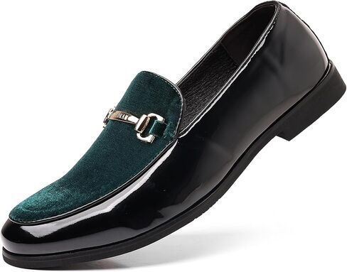 COSIDRAM Men's Casual Shoes Fashion Velvet Patent Leather Loafers Classic Gold Buckle Business Party Shoes in Kuwait