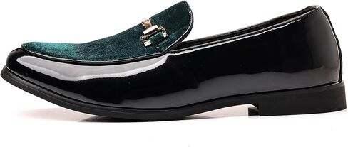COSIDRAM Men's Casual Shoes Fashion Velvet Patent Leather Loafers Classic Gold Buckle Business Party Shoes in Kuwait